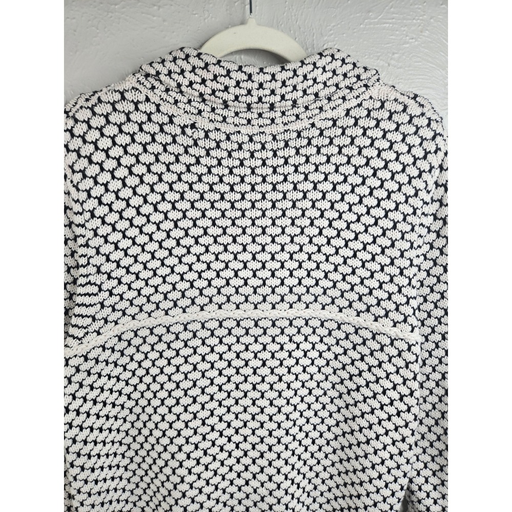 Habitat Crochet Button Front Knit Cardigan Sweater M White Black Cottage Artsy - Picture 6 of 12